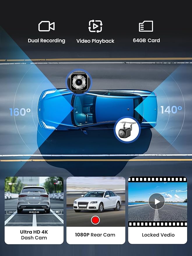 Portable Carplay Screen for Car, 9" Car Stereo Wireless CarPlay & Android Auto Touch Screen,4K Dash Cam/1080P Backup Camera/GPS Navigation/Mirror Link/Bluetooth//FM/Siri - Image 5