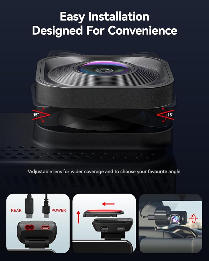 REDTIGER VC70 & 33FT WDR, 4K+2.5K Dash Cam Front and Rear, STARVIS 2 IMX678 x Noctura™ Sensor, Dual HDR Hyper Night Clarity, 5.8GHz WiFi 6, 30MB/S Fast Download - Image 8
