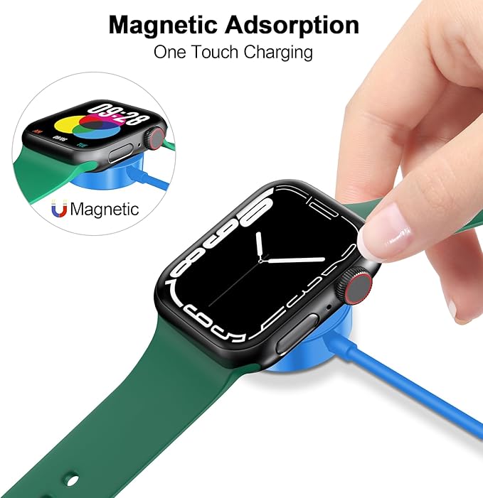   Magnetic Charging Cable for Apple Watch Charger,[USB C Port] Wireless Charging Cable Compatible with iWatch Series Ultra/10/9/8/7/6/SE/SE2/5/4/3/2[3.3FT/1M],Blue - Image 5