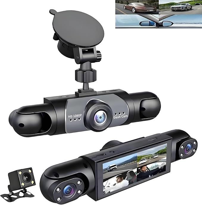 4 Channel Car Dash Cam 1080p Car Dvr with 64gb Memory Card, 360 Camera forCar, 24h Parking Mode, Seamless Loop Recording, Caron-Dash Mounted Cameras by Unknown