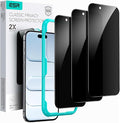 ESR 3 Pack for iPhone 16 Pro Max Privacy Screen Protector, Anti-spy Tempered-Glass Privacy Screen Protector with Easy Installation Tool, Micro-Curved Edges, Case Friendly by ESR