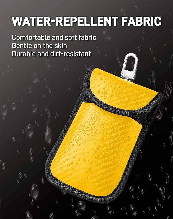 Upgraded Faraday Bag for Key Fob (2 Pack), Premium Faraday Key Fob Protector– Car RFID Signal Blocking, Car Security Protection, Anti-Theft Pouch, Anti-Hacking Case Blocker Yellow - Image 4