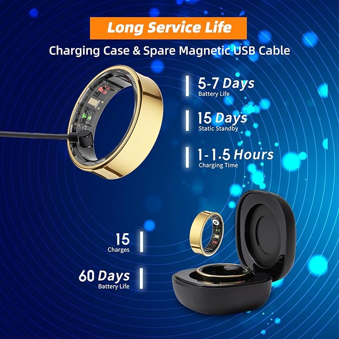 Smart Ring for Women Men, Fitness Tracker Ring with Body Temperature, Heart Rate, Blood Oxygen, Sleep Monitor, Calories, No Subscription Fee, IP68 Waterproof for iPhone & Android(Gold, #10) - Image 8