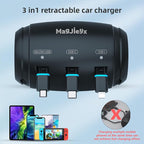MAGJIEYX Multi Retractable Car Charger Station, Headrest 3 in 1 Charging Box Share Ride Dock for Backseat with Fast 38W Charger Adapter for All Phones|iPhone17/16/15/14|Samsung|iPad|Android - Image 3
