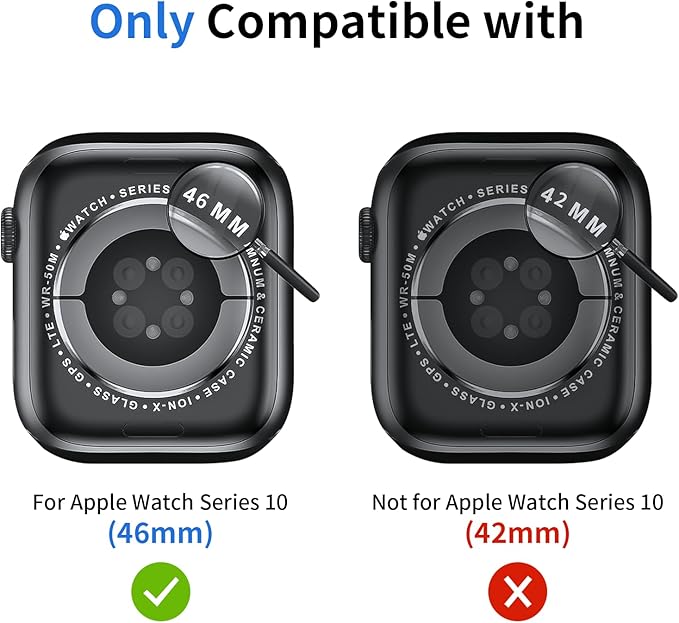 6 Pack Case with Tempered Glass Screen Protector for Apple Watch Series 11(2025) Series 10 46mm(2024), Hard PC Ultra-Thin Scratch Resistant Protective Face Cover for iWatch Series 10 11 46mm - Image 2