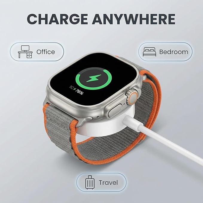   iWatch Portable Travel USB-C 3.3FT Cable for Apple Watch Magnetic Charger, Wireless Charging Compatible with Apple Series Ultra/SE 3/SE 2/11/10/9/8/7/6/5/4/3/2 - Image 2