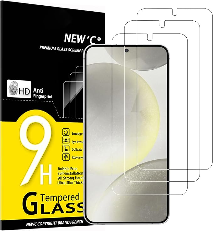 NEW'C 3 Pack Designed for Samsung Galaxy S25 Plus, Galaxy S25 Edge, Screen Protector Tempered Glass, Bubble Free, Ultra Resistant | Tempered Glass, Bubble Free, Ultra Resistant by NEWC