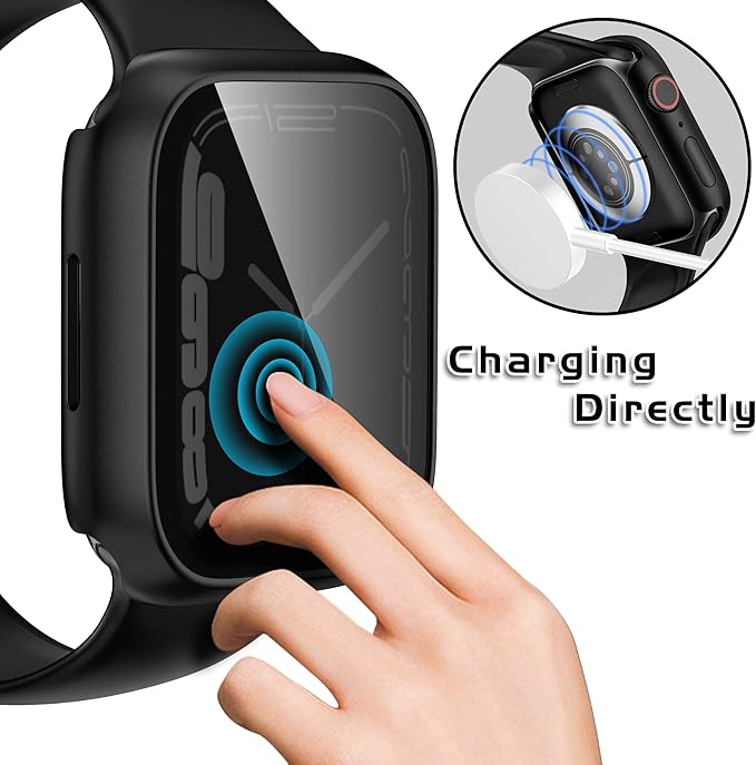 Waterproof Privacy Case Compatible with Apple Watch Series 9/8/7 45mm with Anti-peep Screen Protector, iWatch Face Cover Protective Bumper for iWatch Case 45mm Black - Image 4