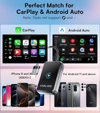 2 in1 Wireless CarPlay Adapter for Apple & Android Auto Adapter, Mini,2025- Bluetooth 5.3 & WiFi 6 with Millisecond Fast Connection, Wired to W++ Compatible with Original Wired Cars & iPhone6+/iOS10+ - Image 6
