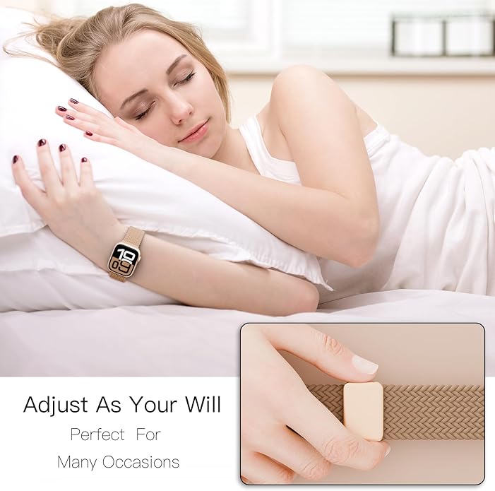 Magnetic Nylon Braided Band Compatible for Apple Watch Ultra2 Ultra 49mm 46mm 45mm 44mm 42mm 41mm 40mm 38mm Women Men ,Adjustable Elastic Sport Strap for iWatch Series10/9/8/7/6/5/4/3/2/1 SE - Image 3