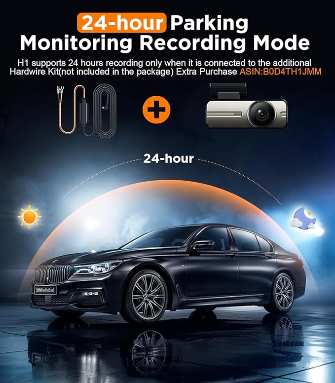 Dash Cam Front, WiFi FHD 1080P Car Camera with 32G SD Card, Mini Dash cam for Cars with Night Vision, WDR, 160° Wide Angle, Loop Recording, G-Sensor, APP, 24 Hours Parking Mode Supports - Image 5