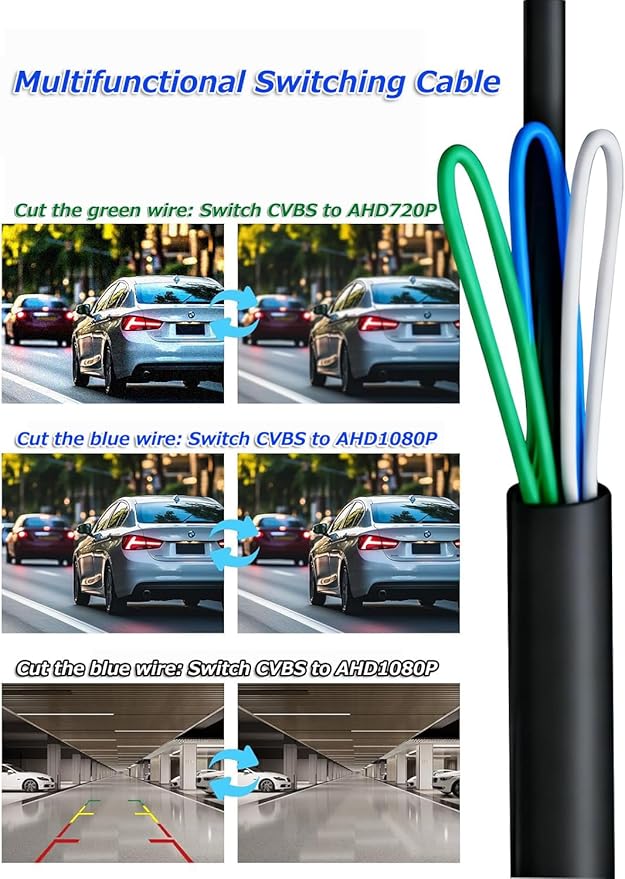 1080P AHD Backup Camera with 170° Wide Angle, 360° Rotatable, Night Vision, IP69K Waterproof - Front/Rear/Side View Reverse Camera for Trucks, Cars, SUVs (AHD1080P) - Image 3