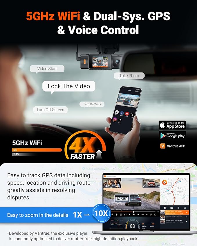【Bundle: Vantrue N4S Dash Cam + Hardwire Kit】 STARVIS 2, PlatePix™, 2.7K+1440P+1440 Front Inside Rear Dashcam, HDR, IR Night Vision, Voice Control, GPS, 24/7 Buffered Parking Mode, Support 1TB Max - Image 5