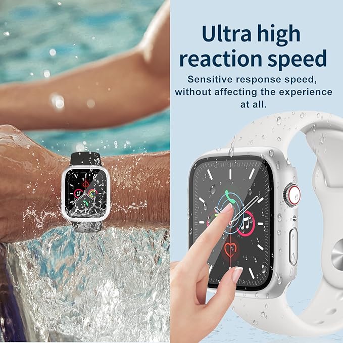 Waterproof Case for Apple Watch Series SE 3/SE 2/SE/Series 4 5 6 44mm Built-in Tempered Glass Screen Protector,[Slim Guard PC Bumper] [Touch Sensitive] Full Protective Face Cover Compatible iWatch - Image 6