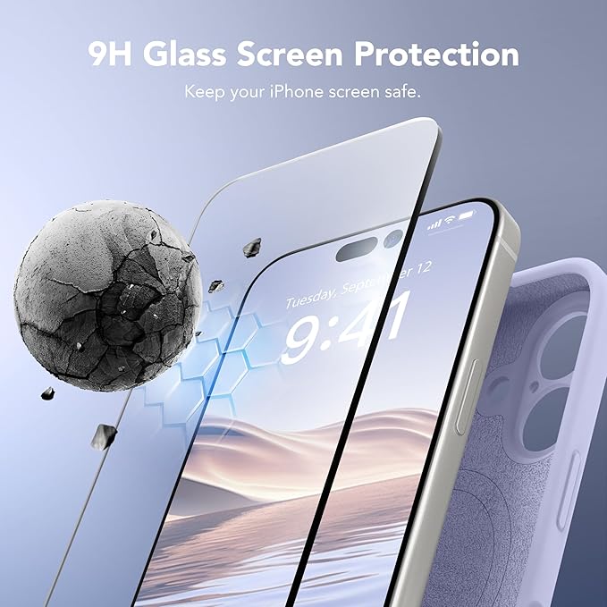 Magnetic for iPhone 17 Case, Compatible with MagSafe, [Full Camera Protection][Screen Protector] Silicone Shockproof Protective Phone Case for iPhone 17 6.3", Lilac - Image 4