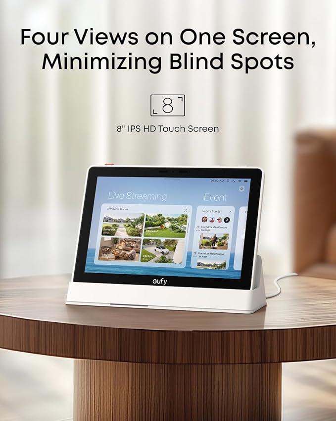 eufy Security eufy Smart Display E10, Smart Home Hub, 8" Control Panel, Compatible Devices, Four Views on One Screen, Instant Door Alerts, Daily Event Reports, One Tap Control - Image 2