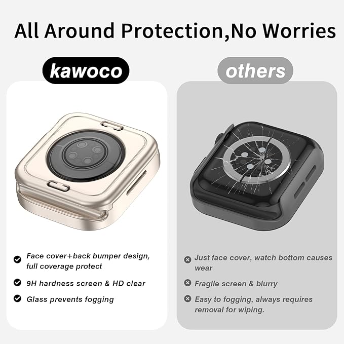 4 Pack Compatible with Apple Watch Waterproof Case 45mm Series 9/8/7 with Tempered Glass Screen Protector, 2 in 1 Full Coverage Bumper Protective Cover for iWatch Accessories 45 mm - Image 4