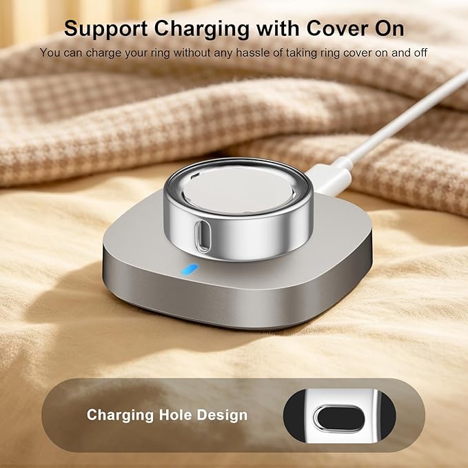 3 Pack Ring Cover Compatible with Oura Ring Gen 4/Oura Ring Gen 3 Horizon/Heritage-Size 8,Support Charging with Cover on,Anti-Scratch Ultra-Thin TPU Ring Protector for Men Women,Gold+Silver+Rosegold - Image 4