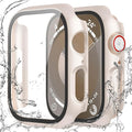 QCKANLJ 2 Pack Waterproof Case Compatible with Apple Watch 40mm SE3/SE2/SE/6/5/4 with Tempered Glass Screen Protector, Full Protective Hard PC Face Cover for iWatch 40 mm Starlight*2 by QCKANLJ
