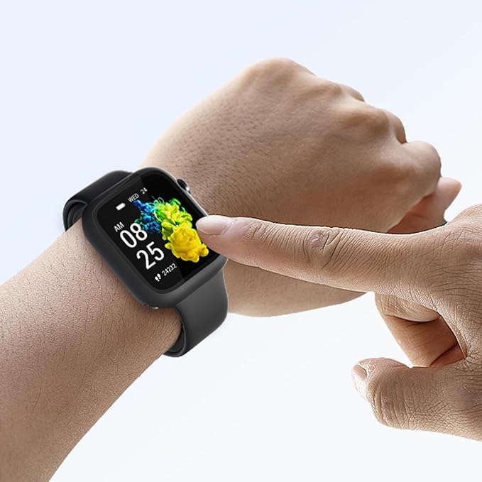 2 Pack Tempered Glass Case Compatible for Apple Watch, Hard PC Screen Protector Overall Protection Lightweight Scratch (Black(2-Pack), 38mm) - Image 6