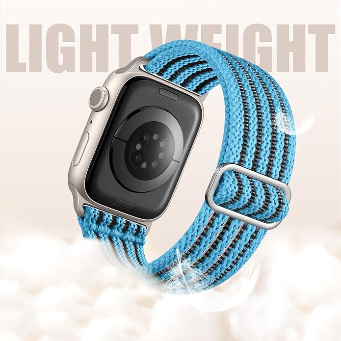 Braided Stretchy Band Compatible with Apple Watch Bands 38mm 40mm 41mm 42mm 44mm 45mm 46mm 49mm for Women Men, Adjustable Nylon Solo Loop Elastic Straps for iWatch Series 10 9 8 7 6 5 4 3 2 1 SE Ultra - Image 3