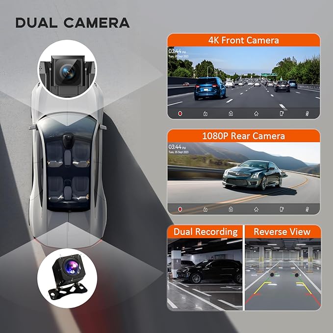 Largest 11.5" Portable Carplay Screen for Car, 4K Wireless Car Play & Android Auto, Upgrade Touchscreen with Dash Cam, App Control/Loop Recording/Backup Camera/Mirror Link/GPS/FM for All Vehicles - Image 5