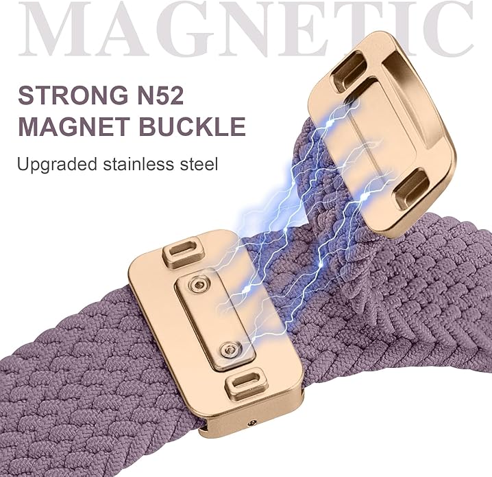 Braided Stretchy Band Compatible with Apple Watch Bands 38mm 40mm 41mm 42mm 44mm 45mm 46mm 49mm Women Men, Soft Nylon Solo Loop Magnetic Sport Strap for iWatch Series 11 10 9 8 7 6 5 4 3 2 1 SE Ultra - Image 4