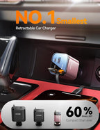 [2026 Upgrade] Retractable Car Charger 84W Car Charger USB C for iPhone 17 16 Fast Charging, Pink Car Accessories, Car Phone Charger Adapter for iPhone 17 Air 16 15 Pro Max, Pixel - Image 8