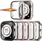 6 Pack for Apple Watch Series 3/2/1 38mm Case with Tempered Glass Screen Protector,JZK Slim Guard Bumper Full Coverage Hard PC Protective Cover HD Ultra-Thin Cover for iWatch 38mm Accessories by JZK