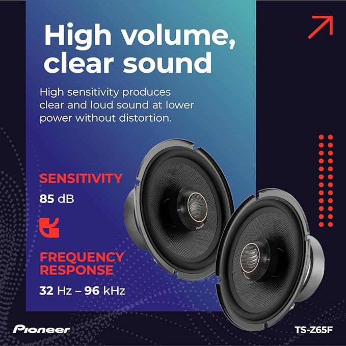 PIONEER Z-Series TS-Z65F 6.5” 2-Way Speakers (Pair) – 330W Max, Balanced Sound + Smooth Treble, Audiophile Upgrade, add an Amplifier for Optimal Performance - Image 5
