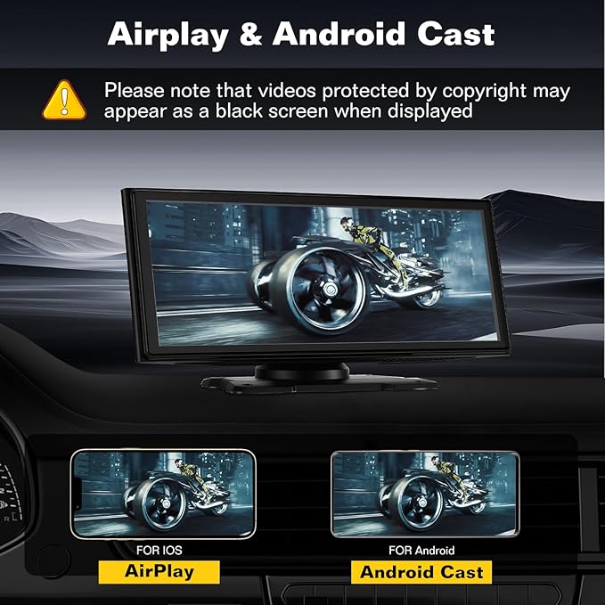 10.26'' Wireless CarPlay Screen for Car with 4K Dash Cam & 1080P Backup Camera, Apple Car Play & Android Auto Car Stereo HD Touchscreen, GPS Navigation & Mirror Link - Image 9