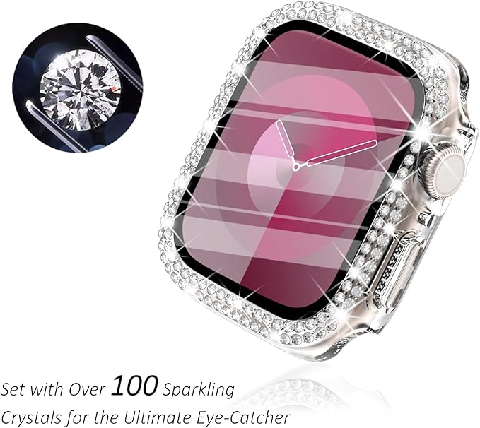 Surace 41mm Case Compatible with Apple Watch Series 9 Series 8 Series 7 Case with Screen Protector, Bling Diamond Overall Protective Case Compatible with Apple Watch Series 7 & 8 & 9 41mm, Clear - Image 2