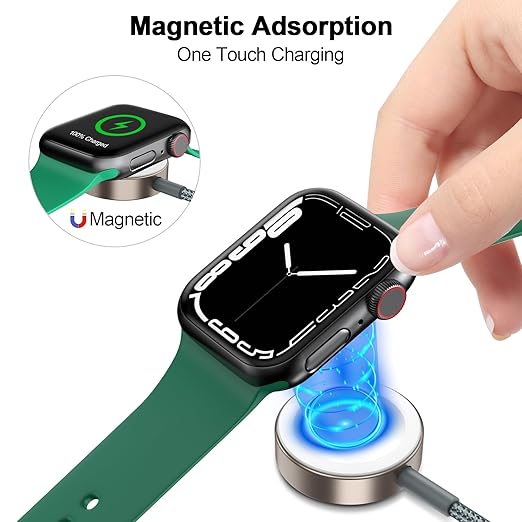   for Apple Watch Charger Magnetic Fast Charging Cable [2 in 1] Magnetic Wireless Charging Compatible with iWatch Series Ultra/10/9/8/7/6/SE/5/4/3/2-[3.3FT] Gray - Image 5