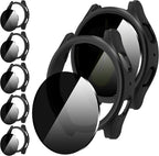 Suoman 5+5 Pack for Samsung Galaxy Watch 7 44mm Case, [Anti-Peeping] 9H Tempered Glass Privacy Screen Protector+ All-Round PC Matte Protective Cover Bumper by Suoman