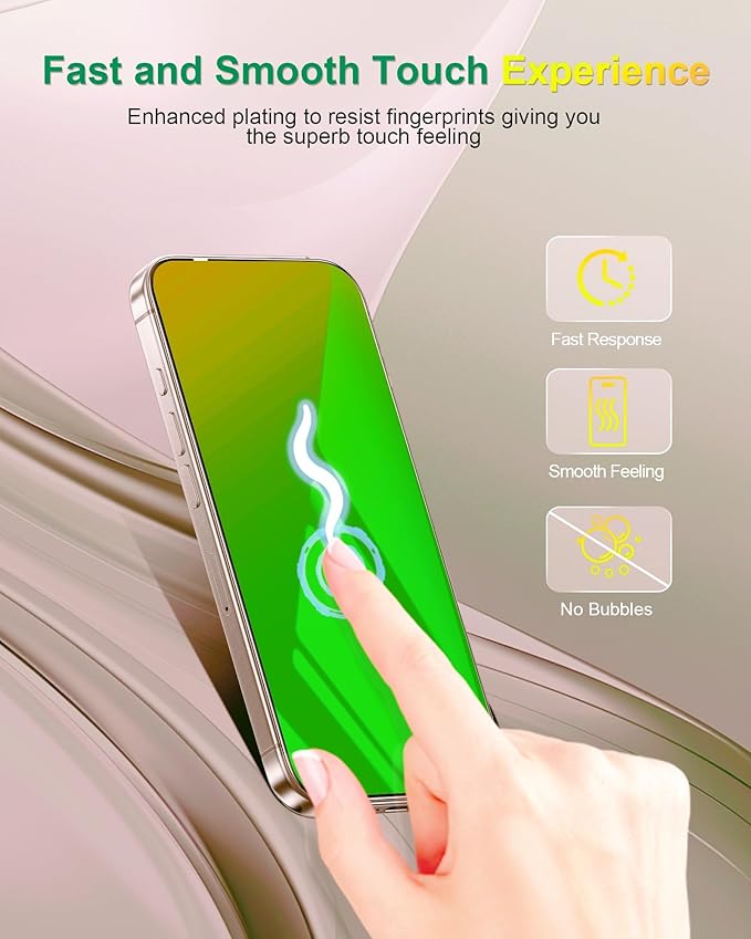 2 Pack for iPhone 15 Pro Privacy Screen Protector Tempered Glass for 6.1 inch Private Protective Film Anti-Blue Light Anti Spy No-Bubble Gradient Green [HD Clarity] - Image 5