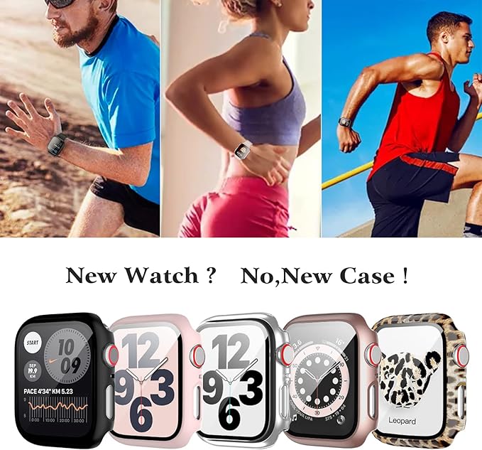 2 Pack Case with Tempered Glass Screen Protector for Apple Watch Series 6/5/4/SE 40mm,JZK Slim Guard Bumper Full Coverage Hard PC Protective Cover HD Ultra-Thin Cover for iWatch 40mm,Carbon Fibre - Image 7
