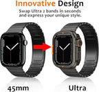 Amizee Metal Case Compatible with Apple Watch Series 9/8/7 45mm Case with Back Cover, Rugged Protective Bumper Cover for iWatch 45mm, Graphite - Image 2
