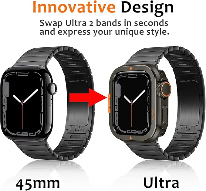 Amizee Metal Case Compatible with Apple Watch Series 9/8/7 45mm Case with Back Cover, Rugged Protective Bumper Cover for iWatch 45mm, Graphite - Image 2