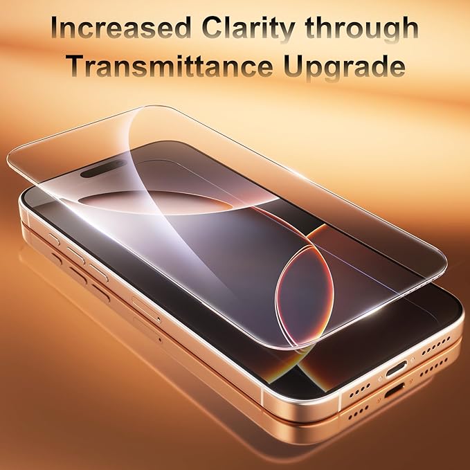 Fotbor [3+3 Pack for iPhone 16 Pro Screen Protector, Anti-Blue Light, [Eye Protection] 9H+ Tempered Glass with Camera Lens Protector Anti-Glare - Image 6