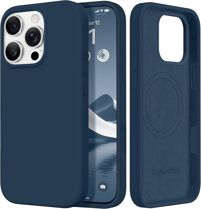GolbinBox Magnetic for iPhone 16 Pro Max Case, Compatible with MagSafe, [Soft Anti-Scratch Microfiber Lining], Liquid Silicone Shockproof Protective Phone Case for iPhone 16 Pro Max, Dark Blue by GolbinBox