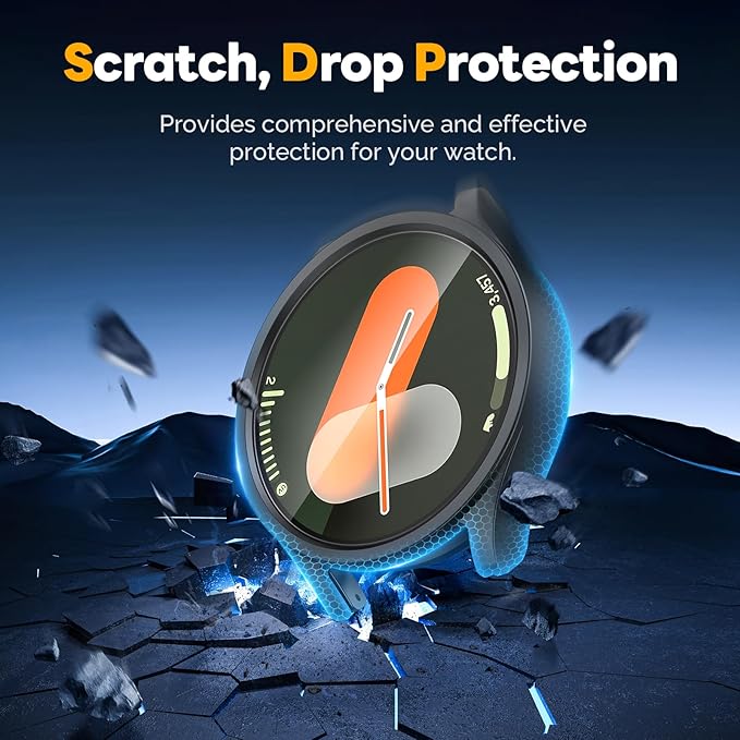 Misxi [2+2 Pack] Case Hard PC Bumper + Tempered Glass Screen Protector [with Auto Alignment Tool Kit] for Samsung Galaxy Watch 6 Classic 47mm, Anti-Scratch Cover for Galaxy Watch6 Classic, Black - Image 3