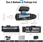 CAMECHO Dual Dash Cam 1080P Front and Inside Dash Camera for Cars 2 Channel Dashcam, 3.16" IPS Screen, IR Night Vision, Loop Recording, 24hr Parking Mode, Car Camera with 32GB TF Card Driving Recorder - Image 7