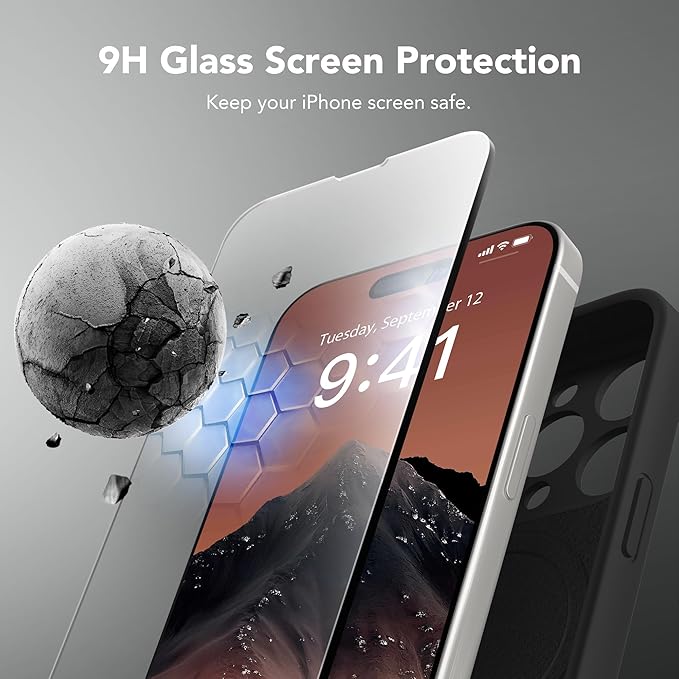 Magnetic for iPhone 12 Pro Max Case, Compatible with MagSafe, [Full Camera Protection][Screen Protector] Silicone Shockproof Protective Phone Case for iPhone 12 Pro Max 6.7", Black - Image 4