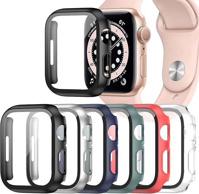 6 Pack Case for Apple Watch Series 3/2/1 42mm Tempered Glass Screen Protector, Hard PC Ultra-Thin Scratch Resistant Full Protective Face Cover Bumper for iWatch 42mm Accessories by Landhoo