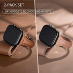 2 pack Slim Genuine Leather Bands Compatible with Apple Watch Band 38mm 40mm 41mm 42mm 44mm 45mm 49mm,Top Layer Leather Watch Thin Women Men Straps for iWatch Series 9/8/7/6/5/4/3/2/1 Ultra SE - Image 2