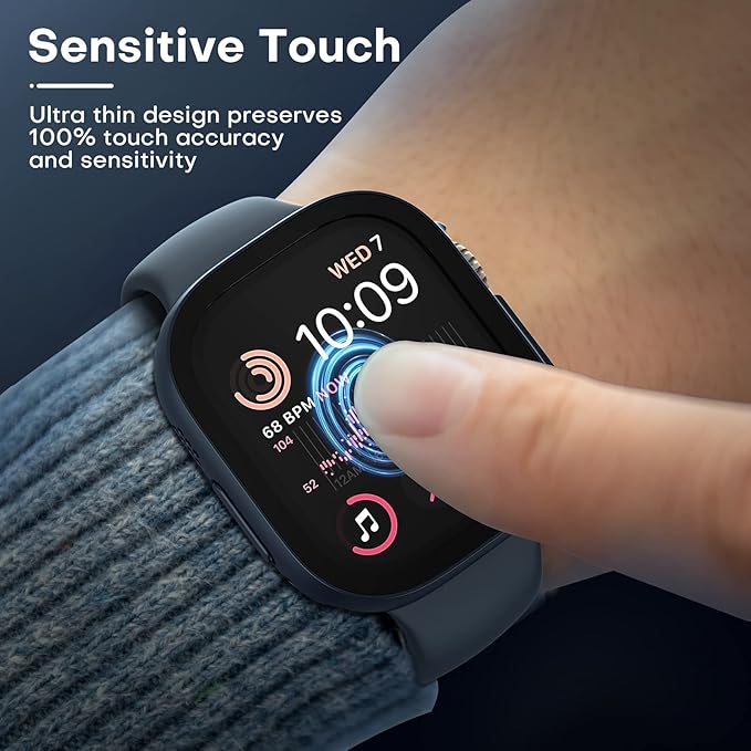 TAURI 2 Pack Hard Case for Apple Watch Ultra 3/Ultra 2/Ultra 49mm, with PC Tempered Glass Screen Protector, [Scristant Resistant], [Overall Protection] Slim Cover for iwatch Ultra 49mm, Blue - Image 3