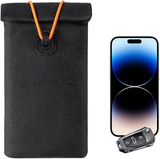 Faraday Bags for Car Keys and Cell Phone, Keyless Entry Fob Signal Blocking Bag Anti Theft Car Protection, GPS Car Key Shielding Pouch WiFi/GSM/LTE/NFC/RFID Signal Blocker (Black) by Unknown
