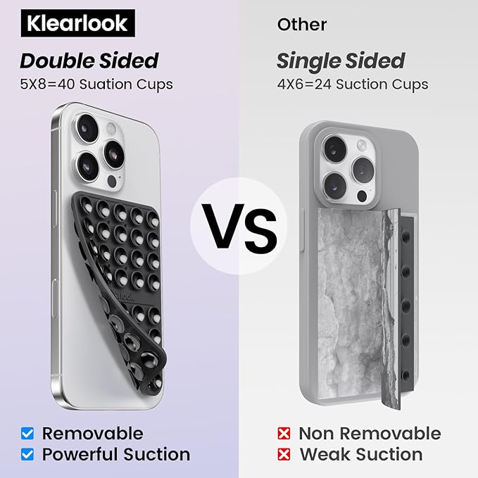 Klearlook 4Pack Silicone Suction Cup Phone Case Mount Double Sided, Sticky Phone Grip for Cell Phone, Hands-Free Phone Accessories for Selfies and Videos, Light Blue & Light Pink & Black & White - Image 2