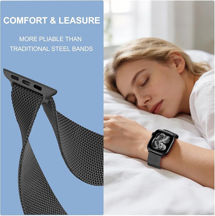 Dhwazz Mesh Loop Band for Apple Watch Series 11 10 42mm 46mm Women Men, Stainless Steel Magnetic Strap for iWatch Ultra SE 3 2 1 Series 9 8 7 6 5 4 3 2 1 41mm 40mm 38mm 49mm 45mm 44mm 42mm - Image 5