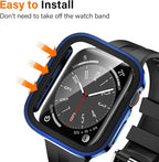 Amizee 2 Pack Case Compatible with Apple Watch Series 9/8/7 41mm Case with Built-in Screen Protector, Ultra-Thin Hard PC Straight Edge Anti-Scratch Protective Cover for iWatch (Blue/Clear) - Image 3